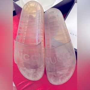 COPY - GUCCI MENS RUBBER LOGO SLIDES SIZE 10 MENS